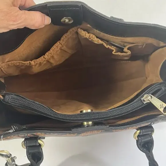 Patricia Nash Leather Primrose Satchel Handbag Animal Print Tiger Crossbody NEW - Picture 8 of 16